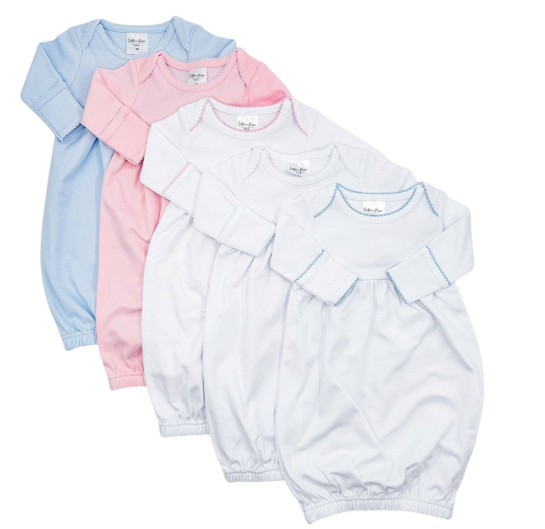 Southern Proper Blanks - Gowns - Picot Trim: 0 - 6 Month / Light Blue - Pisgah Needleworks