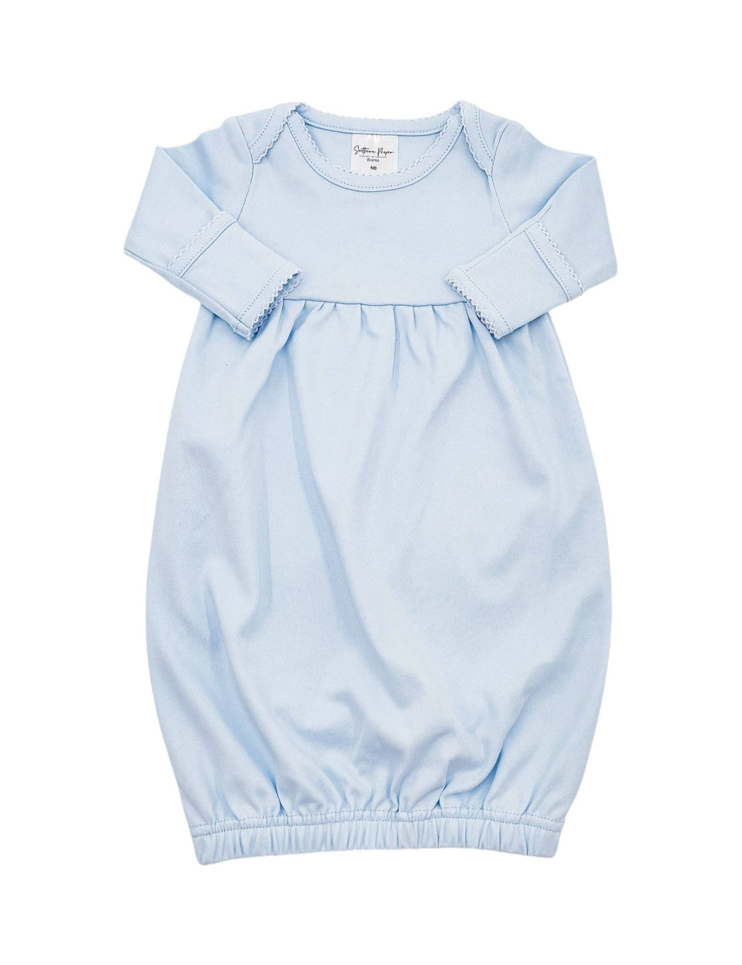 Southern Proper Blanks - Gowns - Picot Trim: 0 - 6 Month / Light Blue - Pisgah Needleworks
