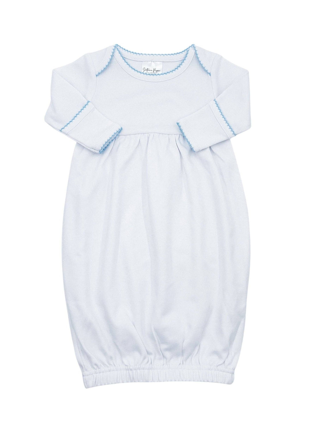 Southern Proper Blanks - Gowns - Picot Trim: 0 - 6 Month / Light Blue - Pisgah Needleworks