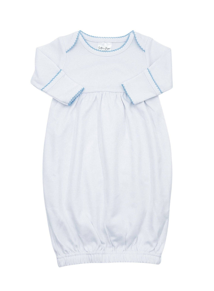 Southern Proper Blanks - Gowns - Picot Trim: 0 - 6 Month / Light Blue - Pisgah Needleworks