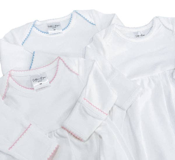 Southern Proper Blanks - Gowns - Picot Trim: 0 - 6 Month / Light Blue - Pisgah Needleworks