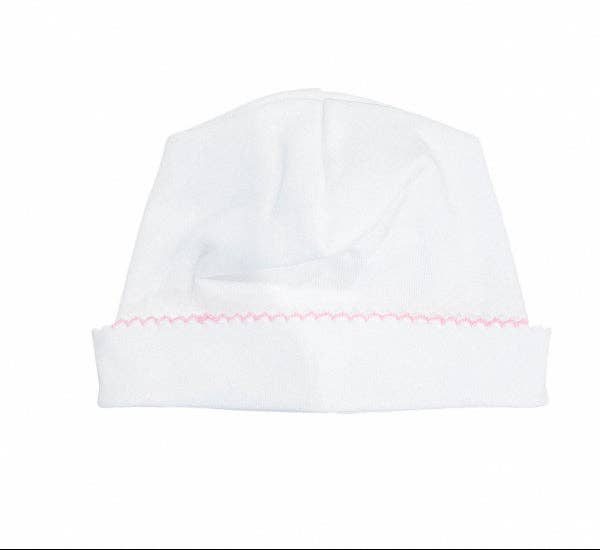 Southern Proper Blanks - Hat - Picot Trim: White w/ Pink trim - Pisgah Needleworks