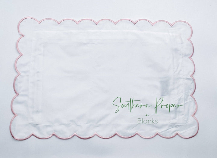 Southern Proper Blanks - Pillowcase - Scalloped edge: Light Pink / 12”x 20” - Pisgah Needleworks