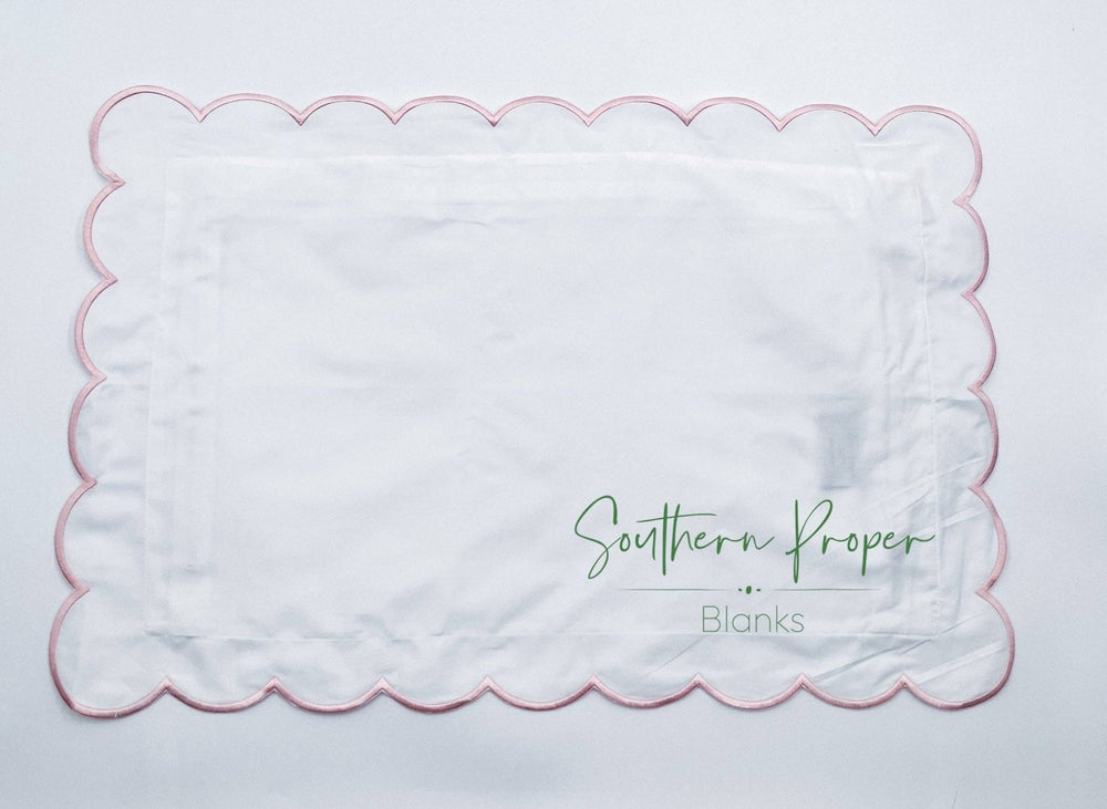 Southern Proper Blanks - Pillowcase - Scalloped edge: Navy / 12”x 20” - Pisgah Needleworks