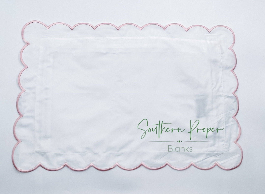 Southern Proper Blanks - Pillowcase - Scalloped edge: Navy / 12”x 20” - Pisgah Needleworks
