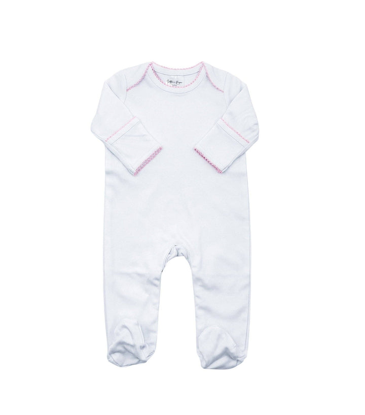 Southern Proper Blanks - Proper Footies: White w/ Pink / NB - Pisgah Needleworks