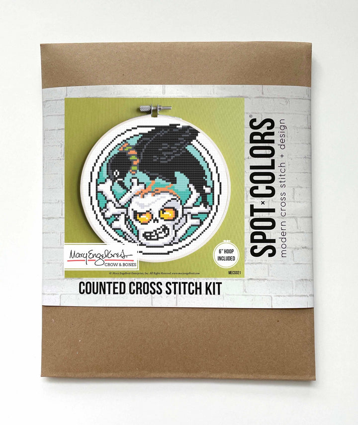 Spot Colors - Crow & Bones by Mary Engelbreit Counted Cross Stitch DIY KIT - Pisgah Needleworks