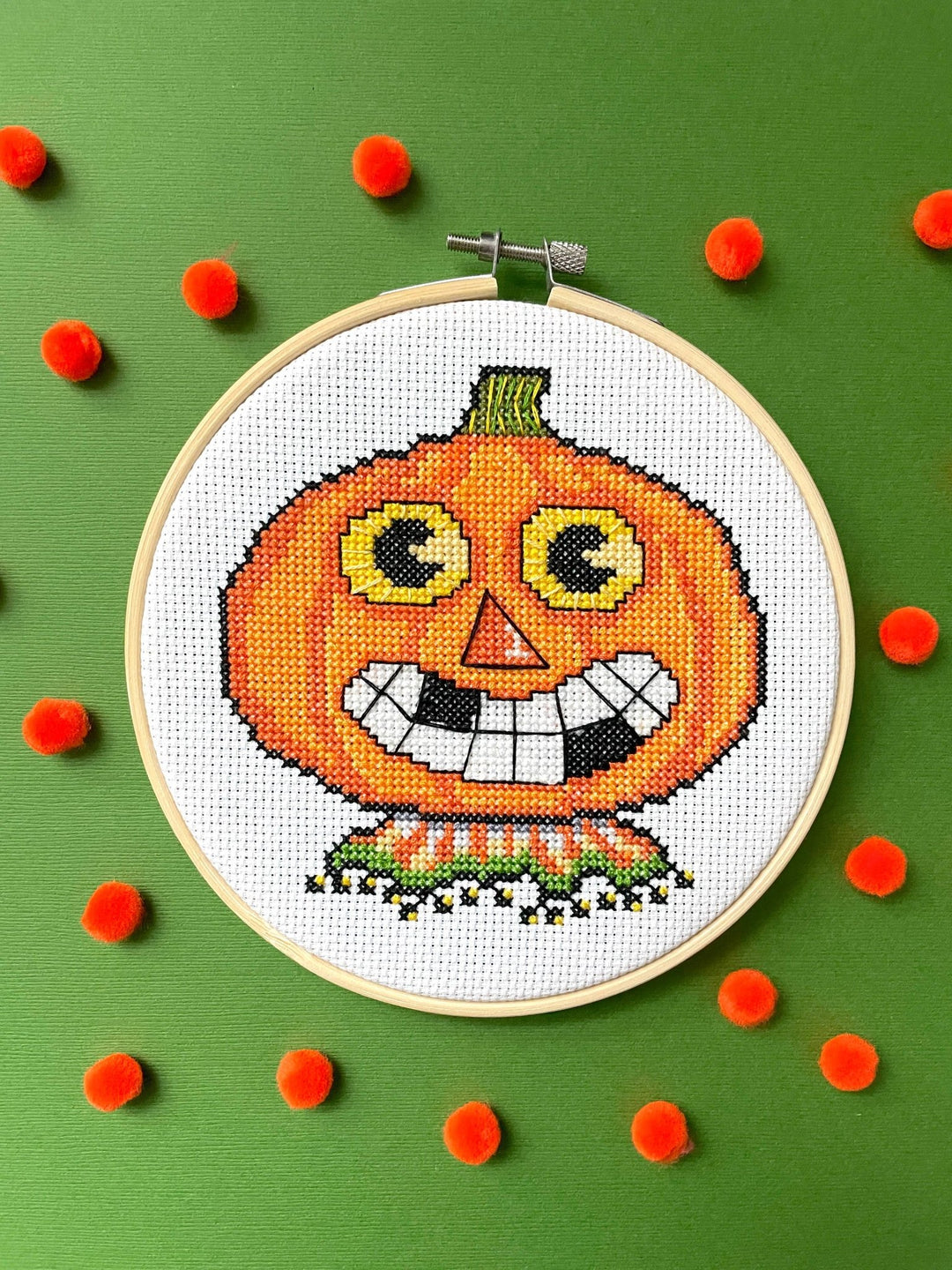 Spot Colors - Pumpkin by Mary Engelbreit Counted Cross Stitch DIY KIT - Pisgah Needleworks