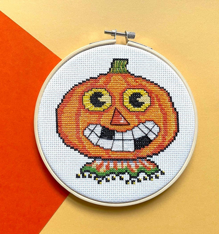 Spot Colors - Pumpkin by Mary Engelbreit Counted Cross Stitch DIY KIT - Pisgah Needleworks