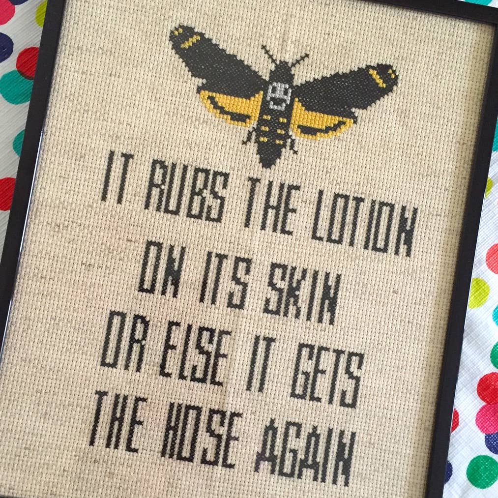 Spot Colors - Silent Lotion Cross Stitch Spot Colors Silent Lotion Counted Cross Stitch Kit Inspired by The Silence of the Lambs - Pisgah Needleworks
