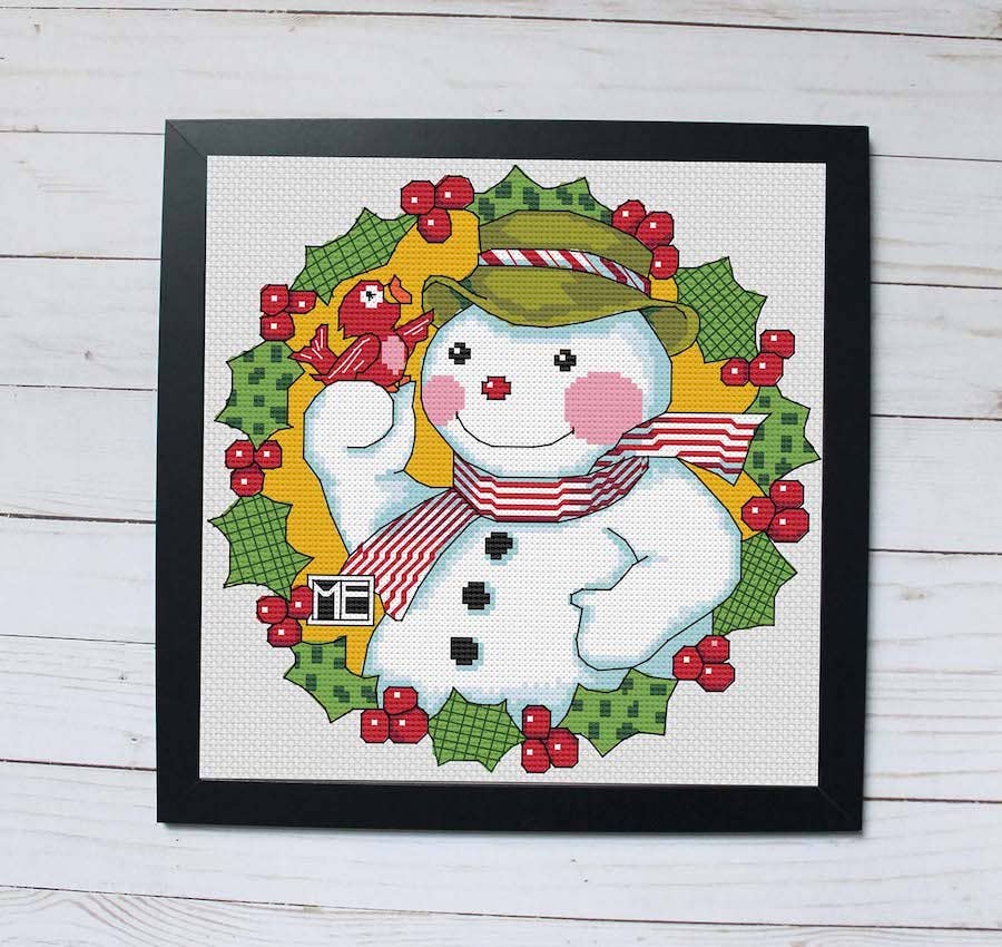 Spot Colors - Snowman by Mary Engelbreit Counted Cross Stitch KIT - Pisgah Needleworks