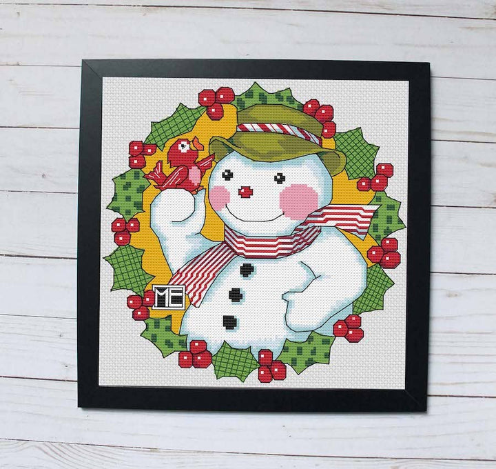 Spot Colors - Snowman by Mary Engelbreit Counted Cross Stitch KIT - Pisgah Needleworks