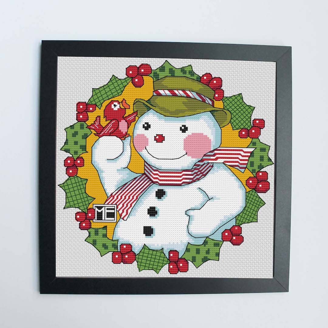 Spot Colors - Snowman by Mary Engelbreit Counted Cross Stitch KIT - Pisgah Needleworks