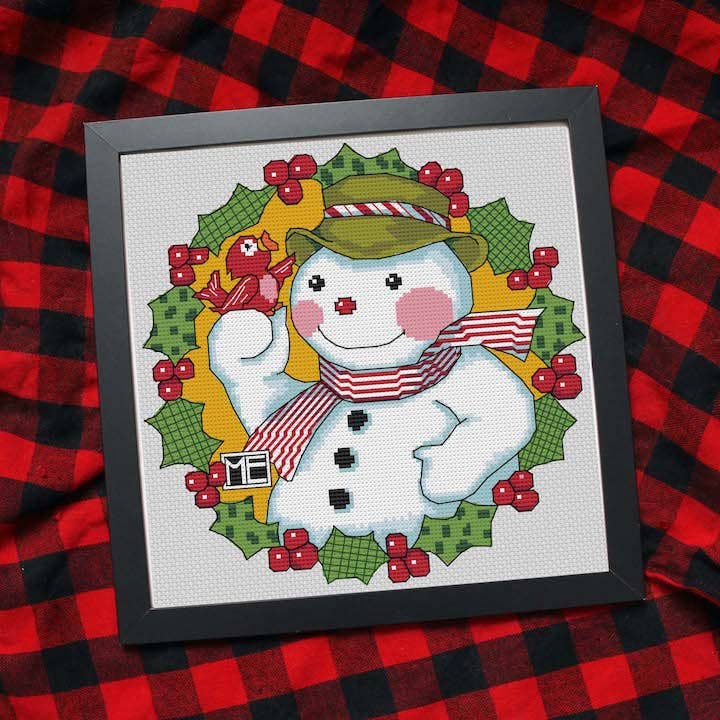 Spot Colors - Snowman by Mary Engelbreit Counted Cross Stitch KIT - Pisgah Needleworks