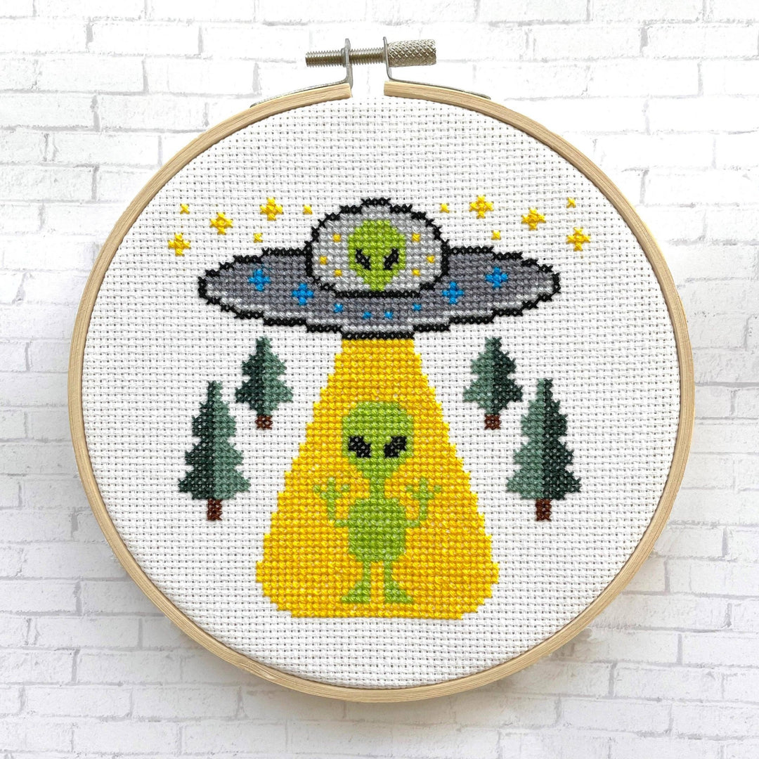 Spot Colors - We Are Not Alone Alien Cross Stitch Kit - Pisgah Needleworks