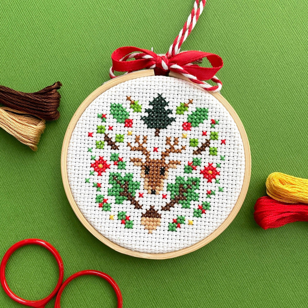 Spot Colors - Woodland Mini Ornament Cross Stitch DIY KIT - Pisgah Needleworks