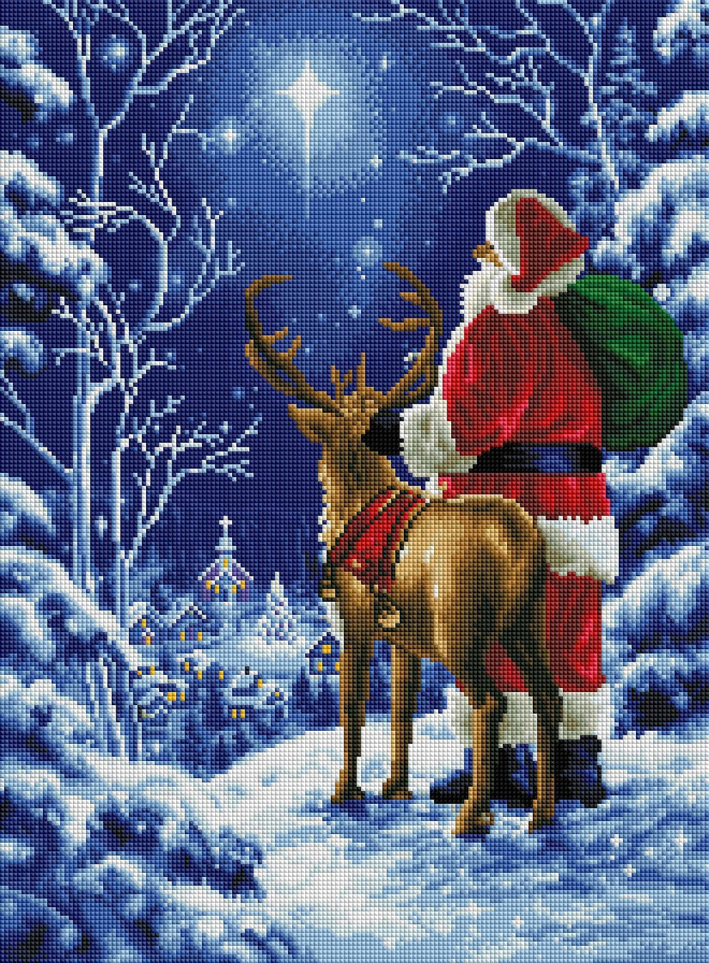 Starry Night Santa Diamond Art Kit – Square Drill Winter Scene by Diamond Art Club - Pisgah Needleworks