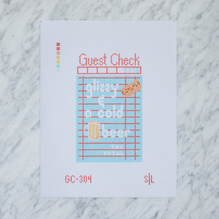 Stitch Lane Designs – Glizzy & a Cold Beer Guest Check Needlepoint Canvas - Pisgah Needleworks