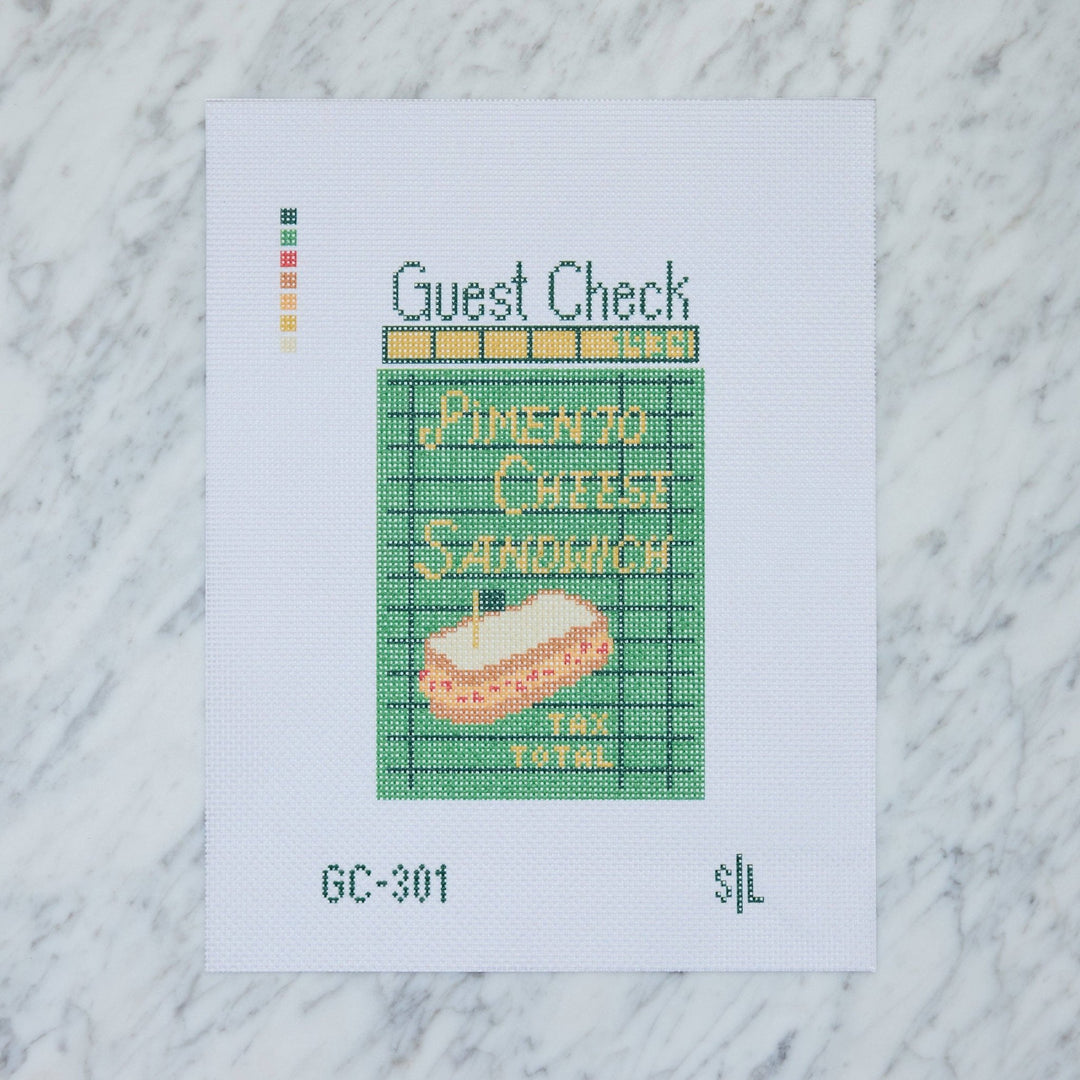 Stitch Lane Designs Pimento Cheese Sandwich Guest Check Needlepoint Canvas | 18 Mesh - Pisgah Needleworks