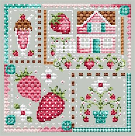 Strawberry Patchwork Cross Stitch Pattern | Quilt - Inspired Design - Pisgah Needleworks