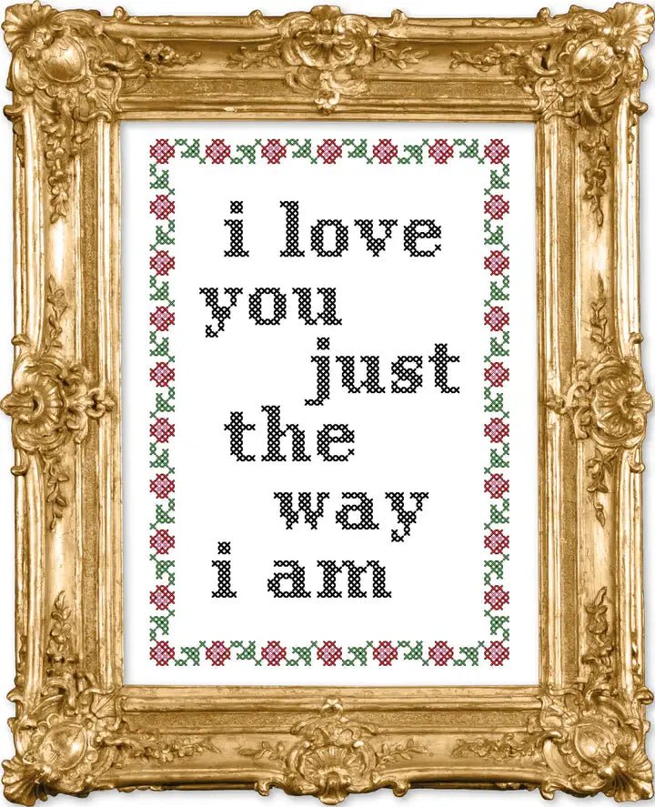 Subversive Cross Stitch – I Love You Just the Way I Am Deluxe Kit - Pisgah Needleworks