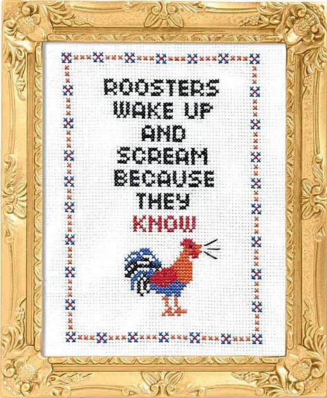 Subversive Cross Stitch – Roosters Know Deluxe Cross Stitch Kit - Pisgah Needleworks