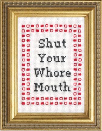 Subversive Cross Stitch - Shut Your Mouth: Deluxe Kit - Pisgah Needleworks