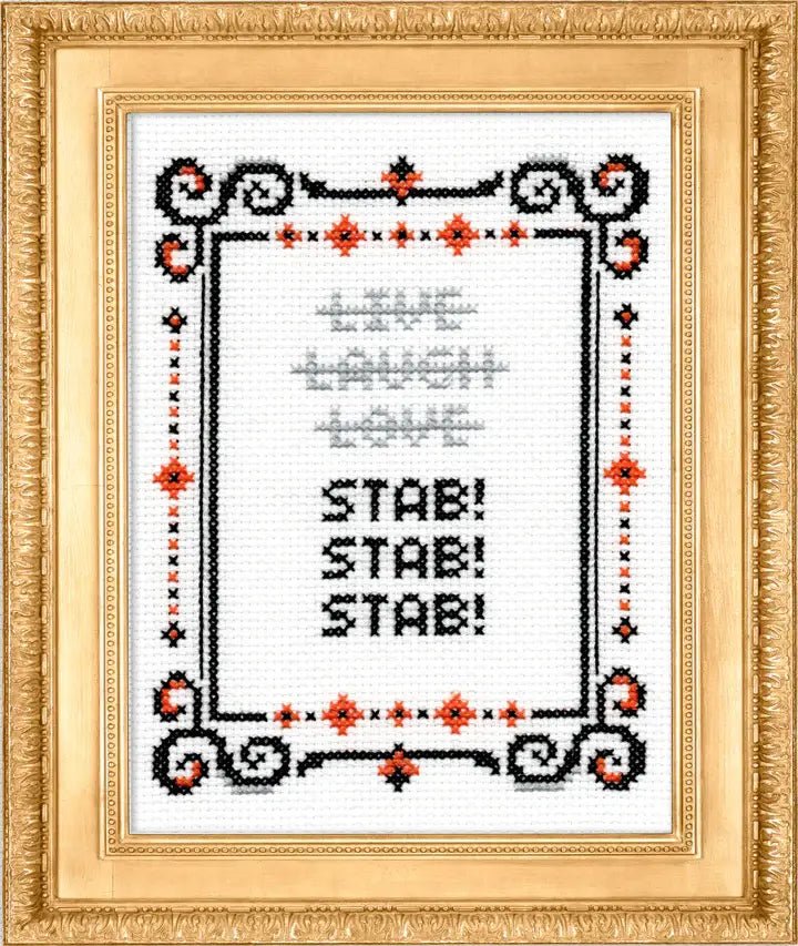 Subversive Cross Stitch – Stab! Stab! Stab! Deluxe Cross Stitch Kit - Pisgah Needleworks
