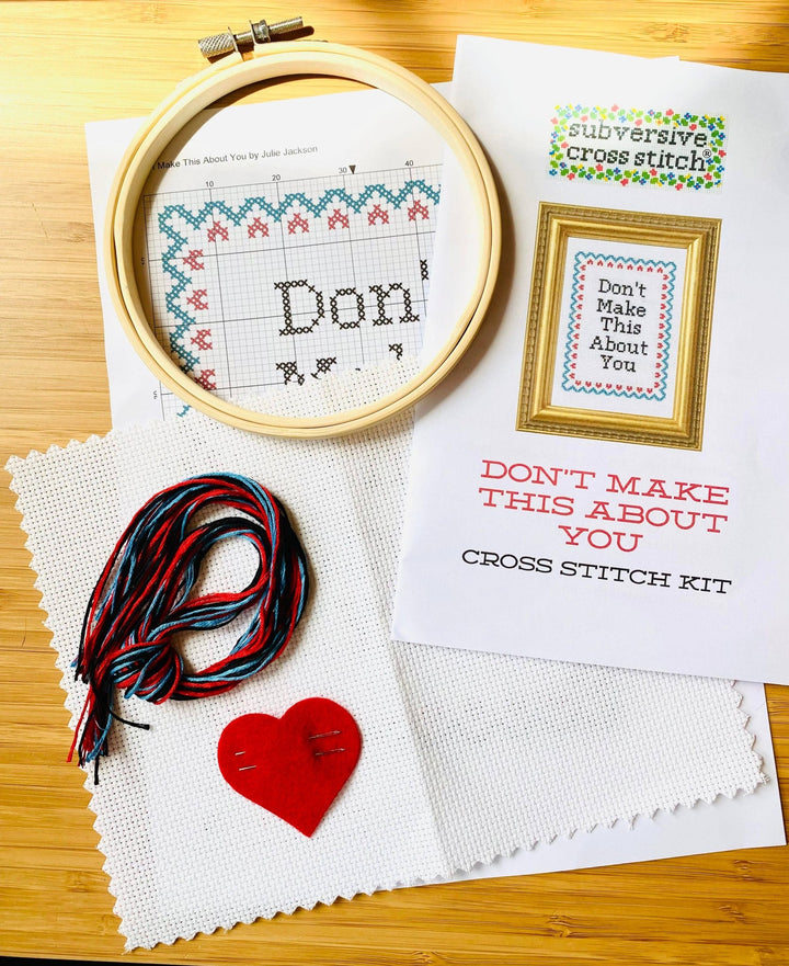 Subversive Cross Stitch Stop Freaking Out Deluxe Cross Stitch Kit | Funny Bird Cross Stitch Kit - Pisgah Needleworks