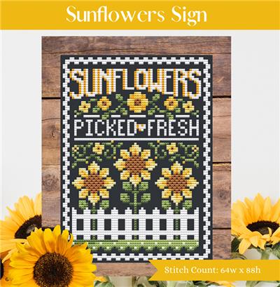 Sunflowers Sign Cross Stitch Pattern | Farmhouse Floral Design - Pisgah Needleworks
