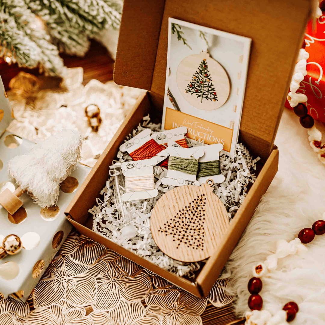 The HNB House - Christmas Tree Ornament Embroidery DIY Kit: Boxed - Pisgah Needleworks