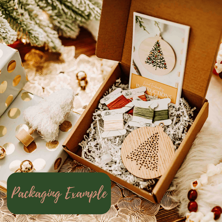 The HNB House - Christmas Tree Ornament Embroidery DIY Kit: Boxed - Pisgah Needleworks