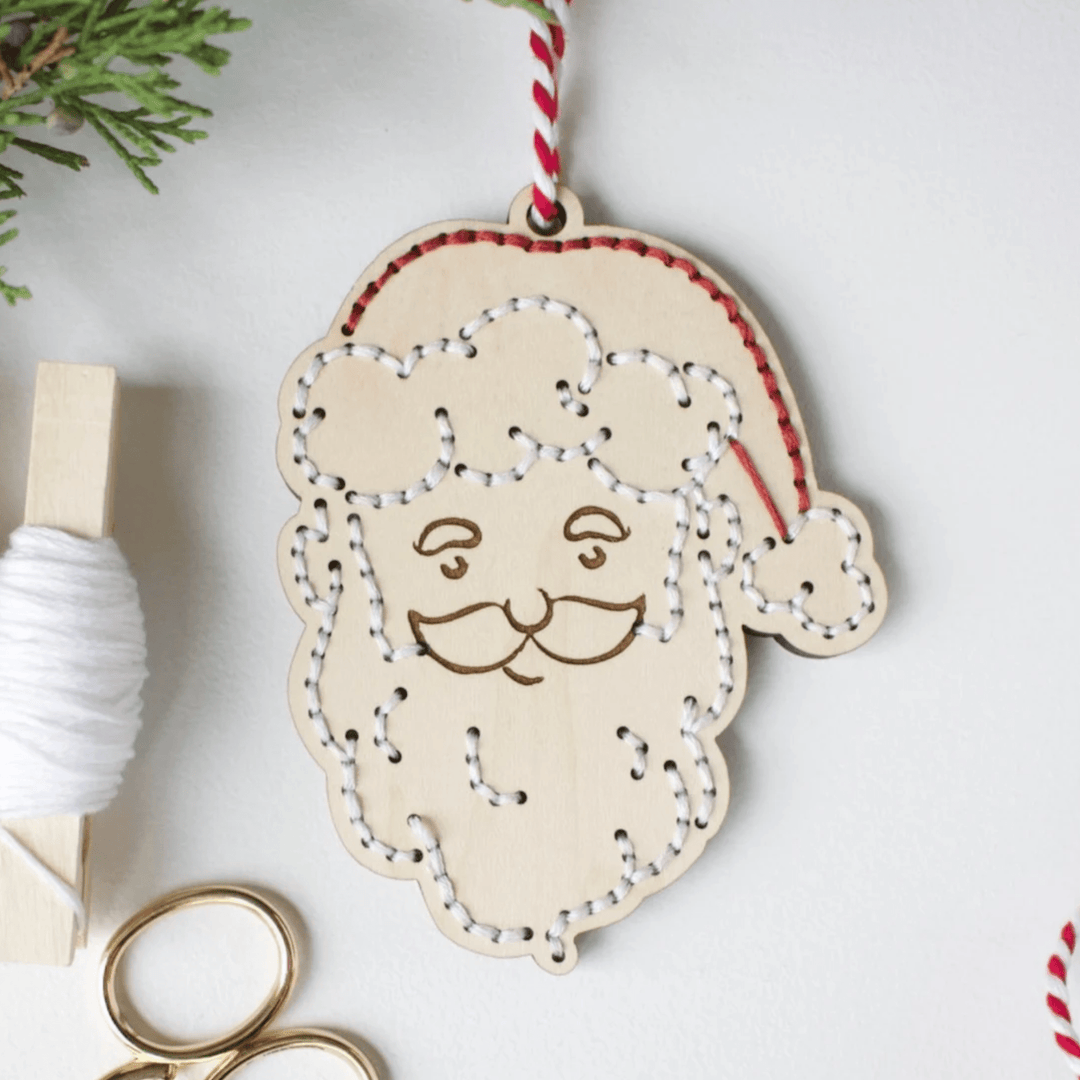 The HNB House - Santa Ornament Embroidery DIY Kit: Cellophane Bag - Pisgah Needleworks