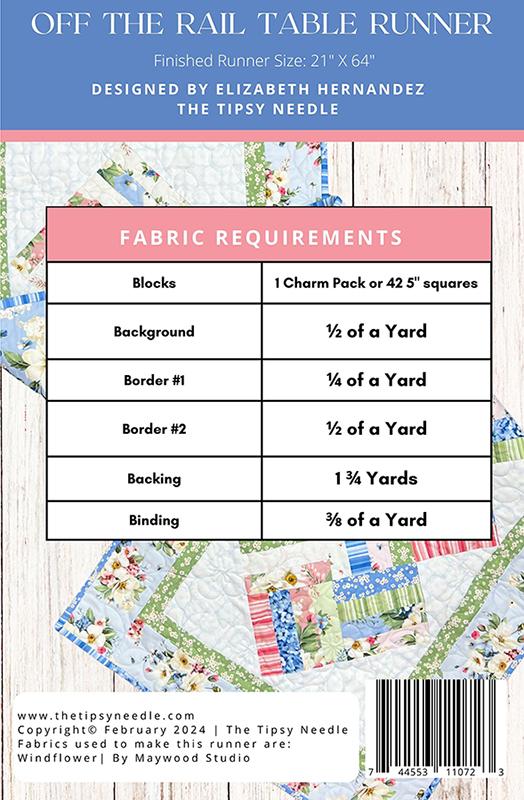 The Tipsy Needle Off The Rail Table Runner Quilt Pattern | Charm Pack Friendly Runner - Pisgah Needleworks