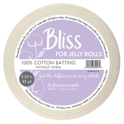 Therm O Web – Bliss 100% Cotton Batting Roll for Jelly Rolls, 2.25" x 25 Yards - Pisgah Needleworks