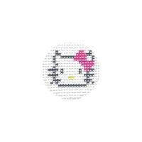Tilli Thomas 1.25" Round Needlepoint Canvas – Pink Bow Cat - Pisgah Needleworks