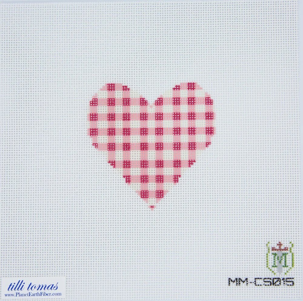 Tilli Thomas Gingham Heart Needlepoint Canvas – 18 Mesh - Pisgah Needleworks