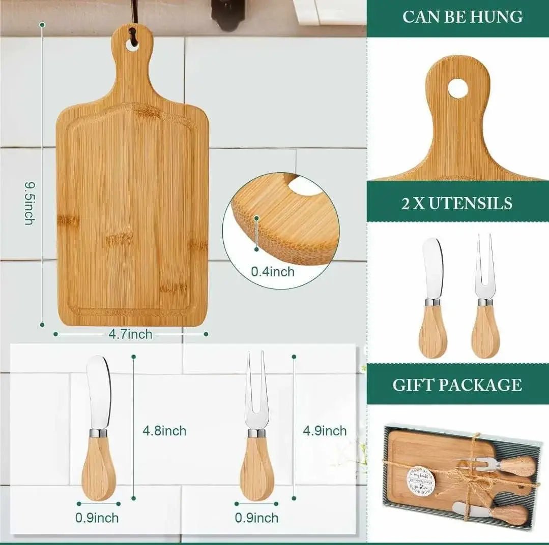 Tinkerbox Round Handled Bamboo Cheese Board – Personalized Wedding Gift - Pisgah Needleworks