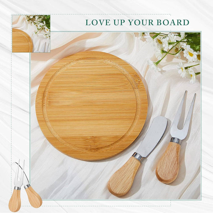 Tinkerbox Round Handled Bamboo Cheese Board – Personalized Wedding Gift - Pisgah Needleworks