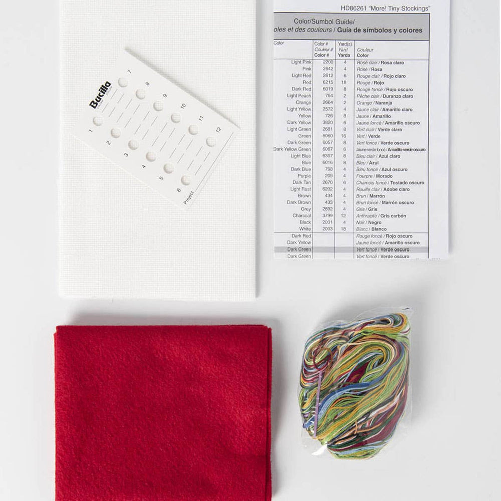 Tiny Stocking Ornaments Cross Stitch Kit – Set of 30 Mini Christmas Stockings - Pisgah Needleworks