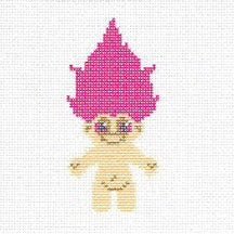 Troll Needlepoint Canvas with Fuchsia Hair – 2"x4", 18 Mesh by Misty Morrow - Pisgah Needleworks