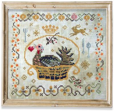 Turkey in a Basket Cross Stitch Pattern | Miss Prim Country Sampler - Pisgah Needleworks