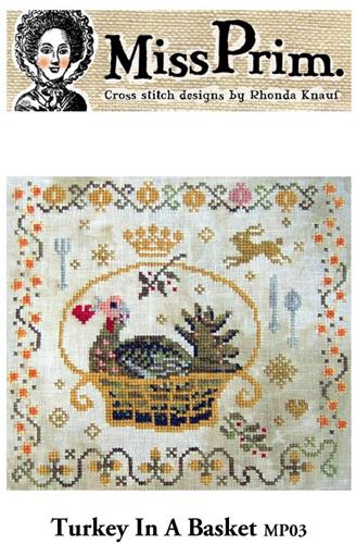 Turkey in a Basket Cross Stitch Pattern | Miss Prim Country Sampler - Pisgah Needleworks