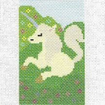 Unicorn Needlepoint Canvas – 2.5"x4.25", 18 Mesh by Misty Morrow - Pisgah Needleworks