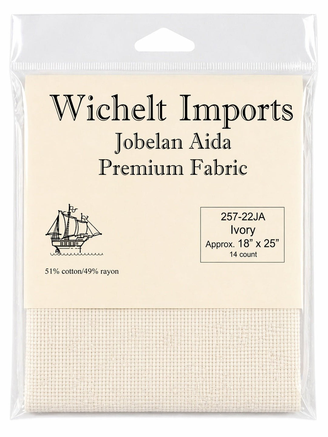 Wichelt Imports Jobelan Aida Fabric – Ivory – 14 Count – Approx. 18" x 25" – Cotton/Rayon Blend - Pisgah Needleworks