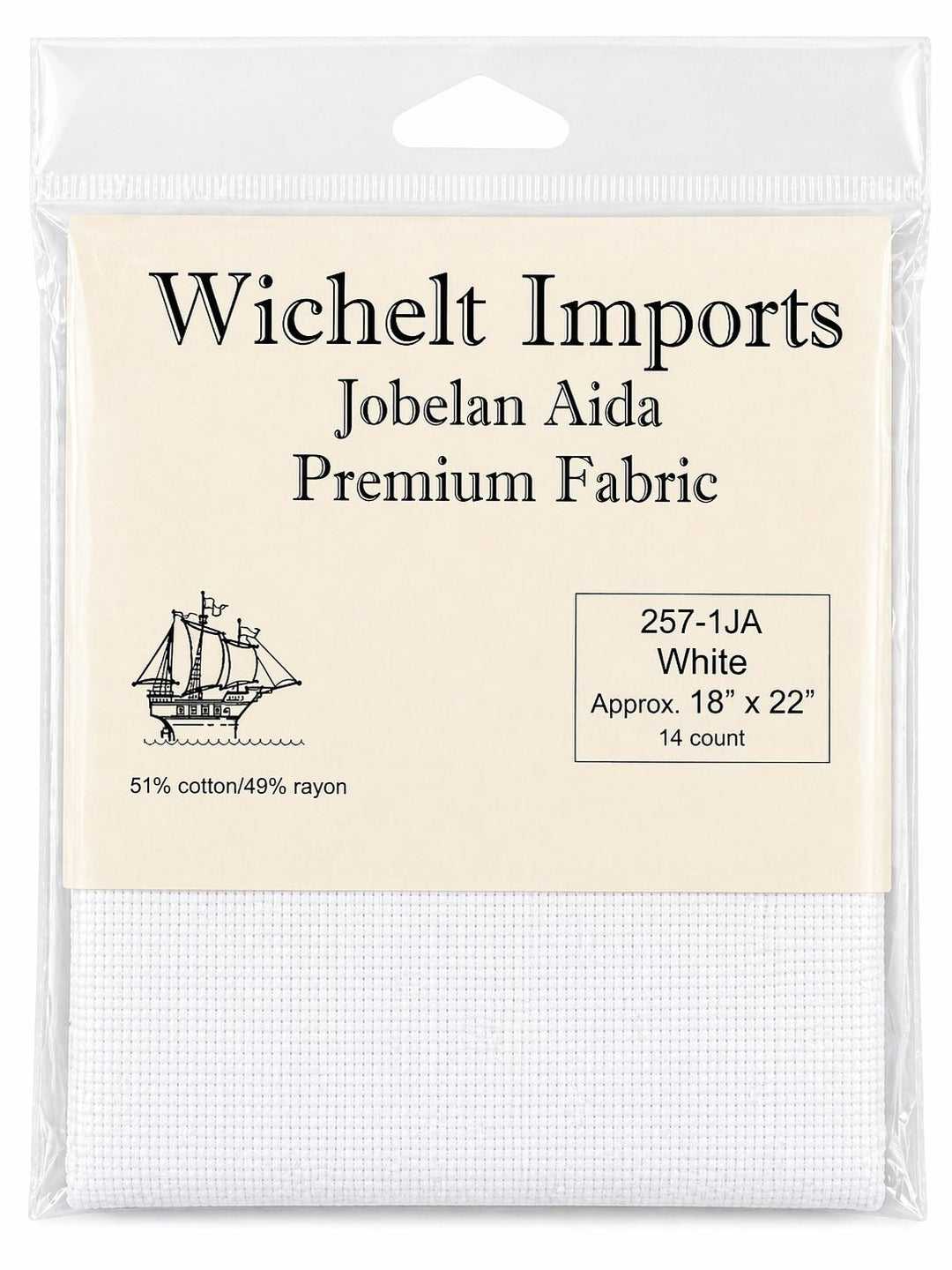 Wichelt Imports Jobelan Aida Fabric – White – 14 Count – Approx. 18" x 22" – Cotton/Rayon Blend - Pisgah Needleworks