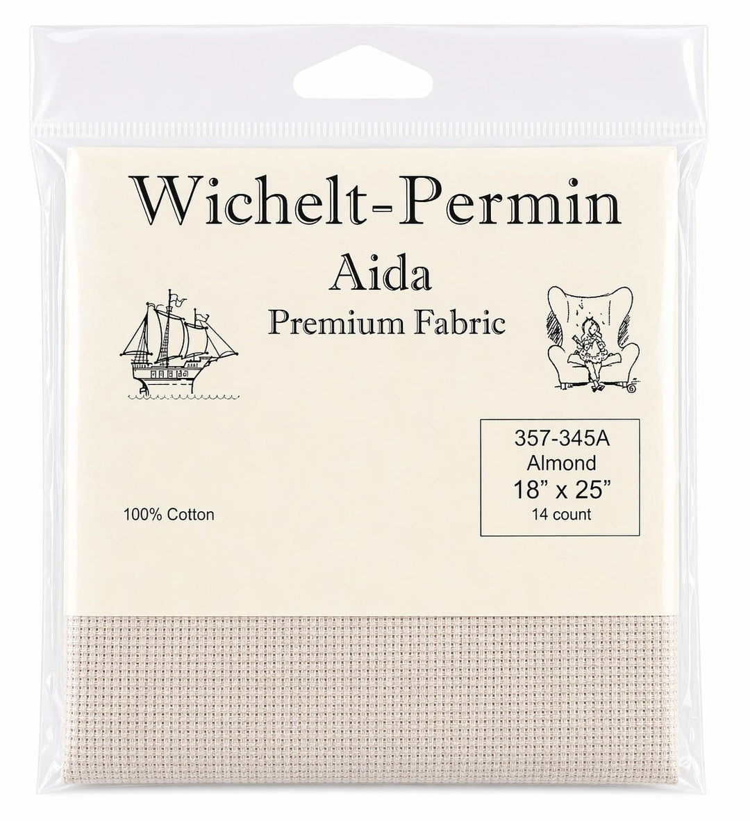 Wichelt - Permin Aida Fabric – Almond – 14 Count – 18" x 25" – Premium Danish Cross Stitch Fabric - Pisgah Needleworks