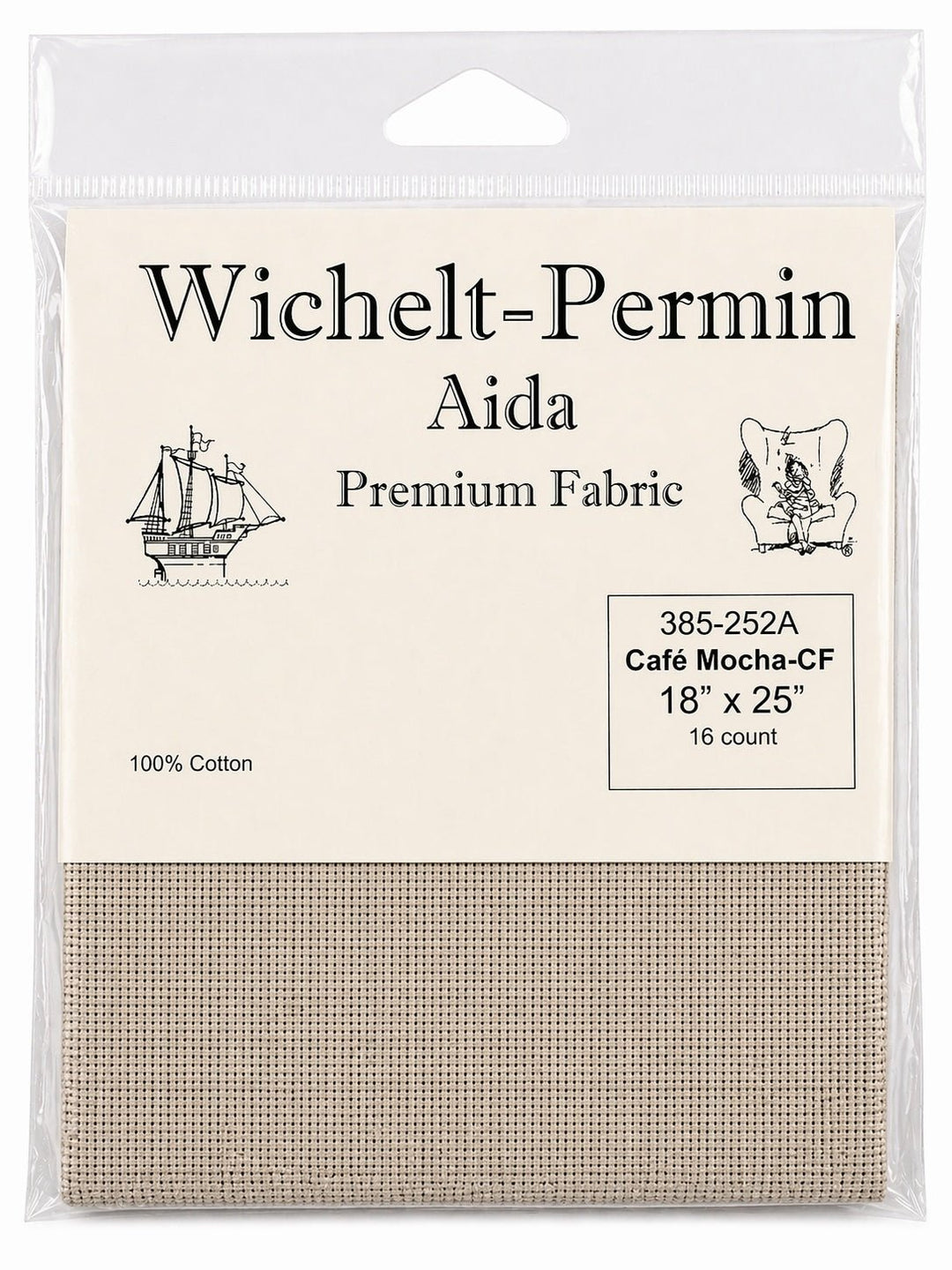 Wichelt - Permin Aida Fabric – Café Mocha – 18" x 25" – 16 Count - Pisgah Needleworks