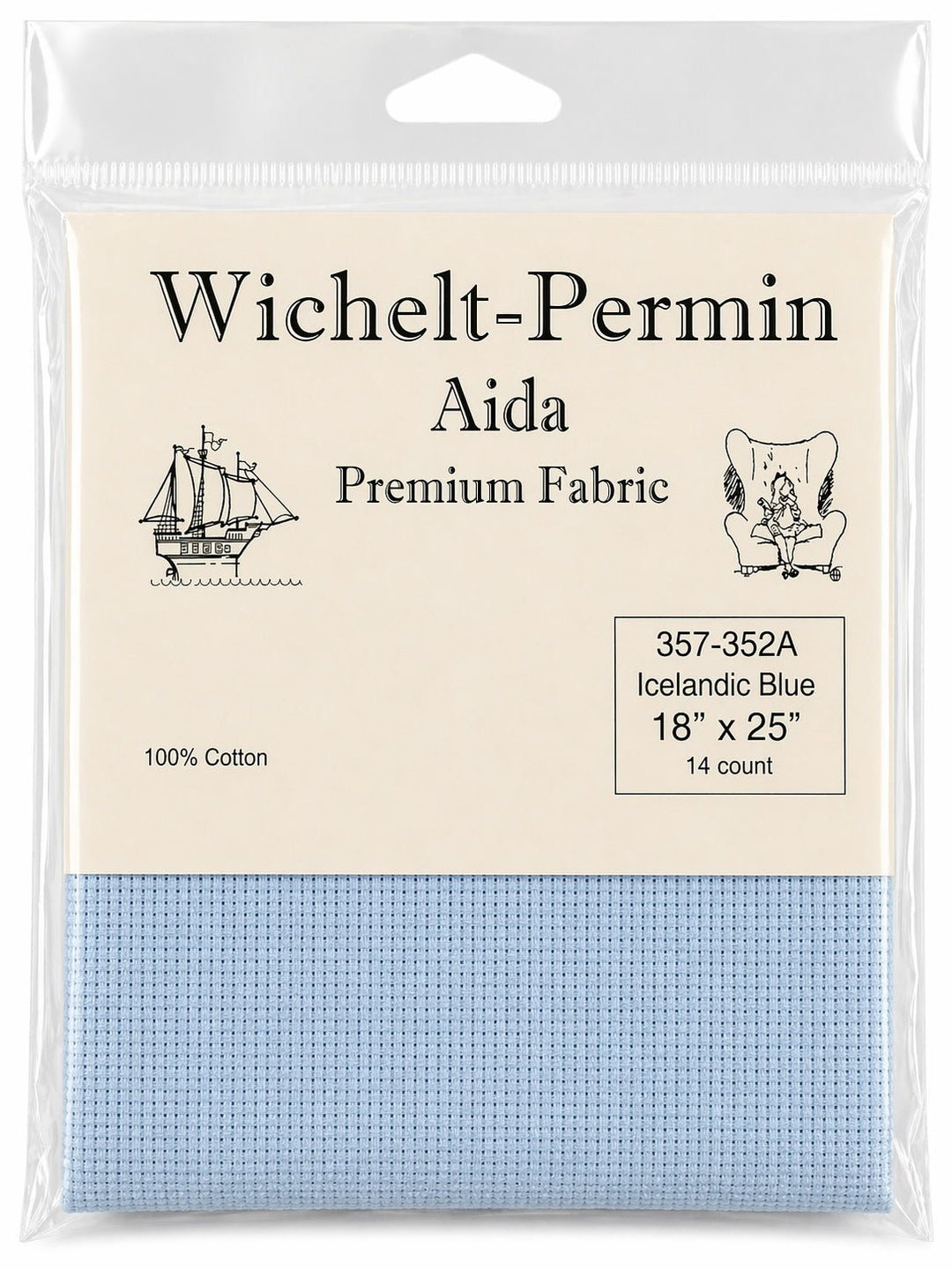 Wichelt - Permin Aida Fabric – Icelandic Blue – 14 Count – 18" x 25" – Premium Danish Cross Stitch Fabric - Pisgah Needleworks