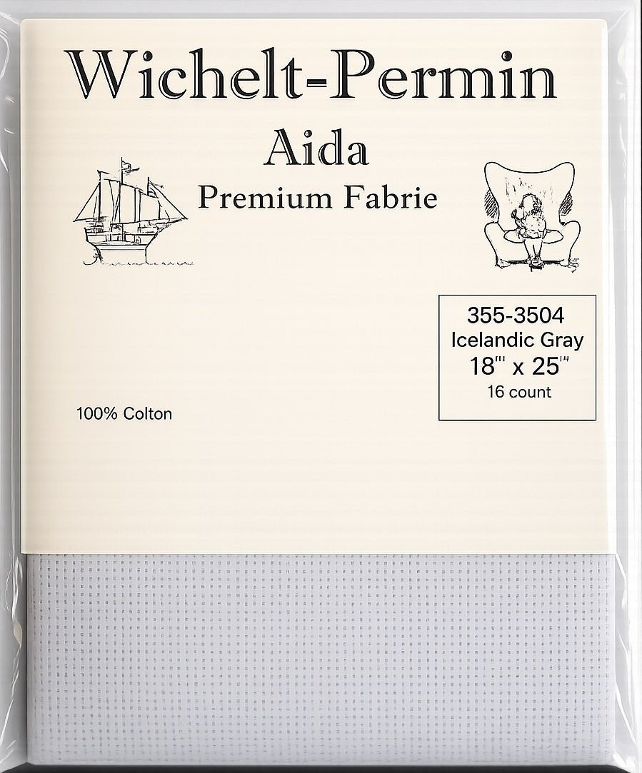 Wichelt - Permin Aida Fabric – Icelandic Gray – 16 Count – 18" x 25" – Premium Danish Cross Stitch Fabric - Pisgah Needleworks
